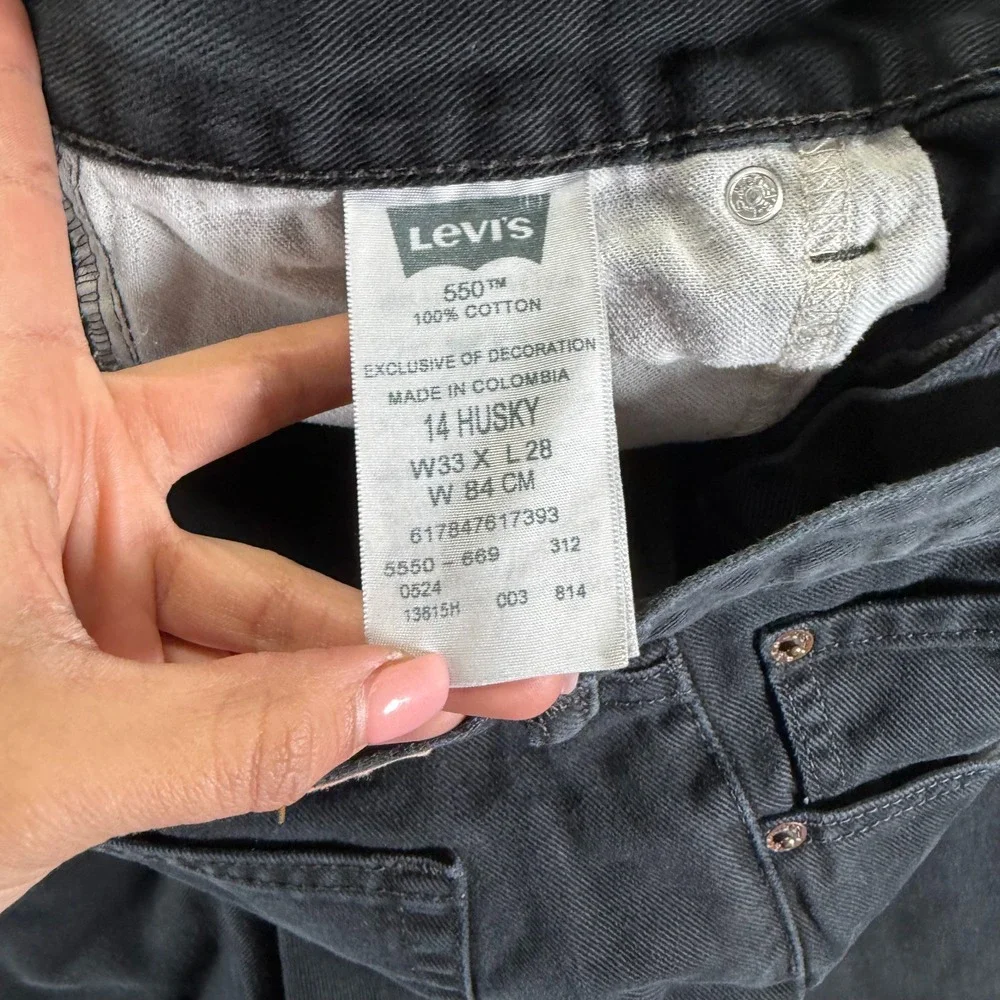 Levi's 550 Jeans Boys‎ 14 Husky Black Cotton Denim Straight Relaxed Fit Workwear